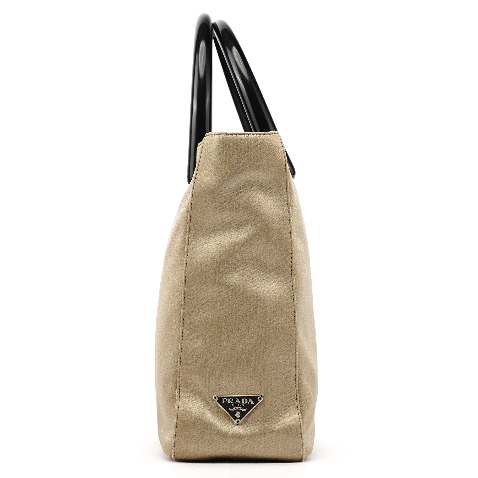 Prada B8572 Sac cabas Raso Plex en satin beige et plastique