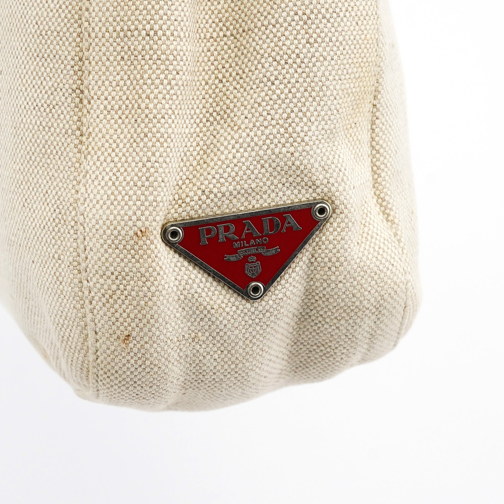 Prada B8889 Beige Red Canapa Tea Shoulder Bag
