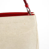 Prada B8889 Beige Red Canapa Tea Shoulder Bag