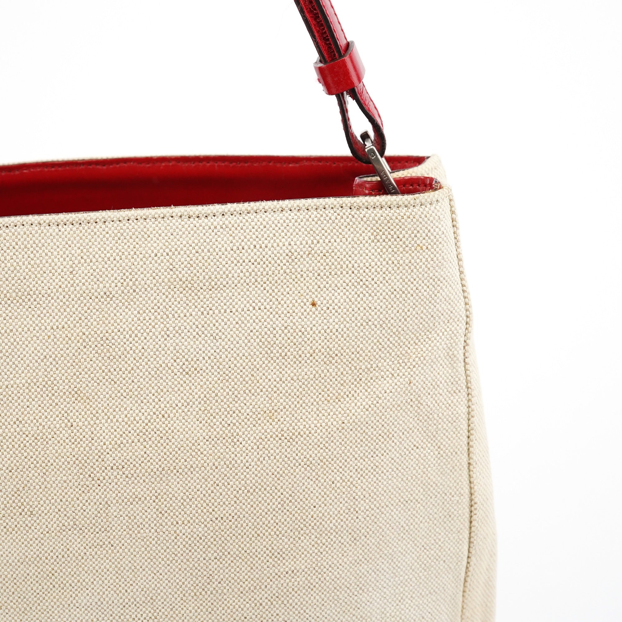 Prada B8889 Beige Red Canapa Tea Shoulder Bag