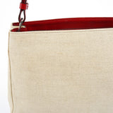 Prada B8889 Beige Red Canapa Tea Shoulder Bag