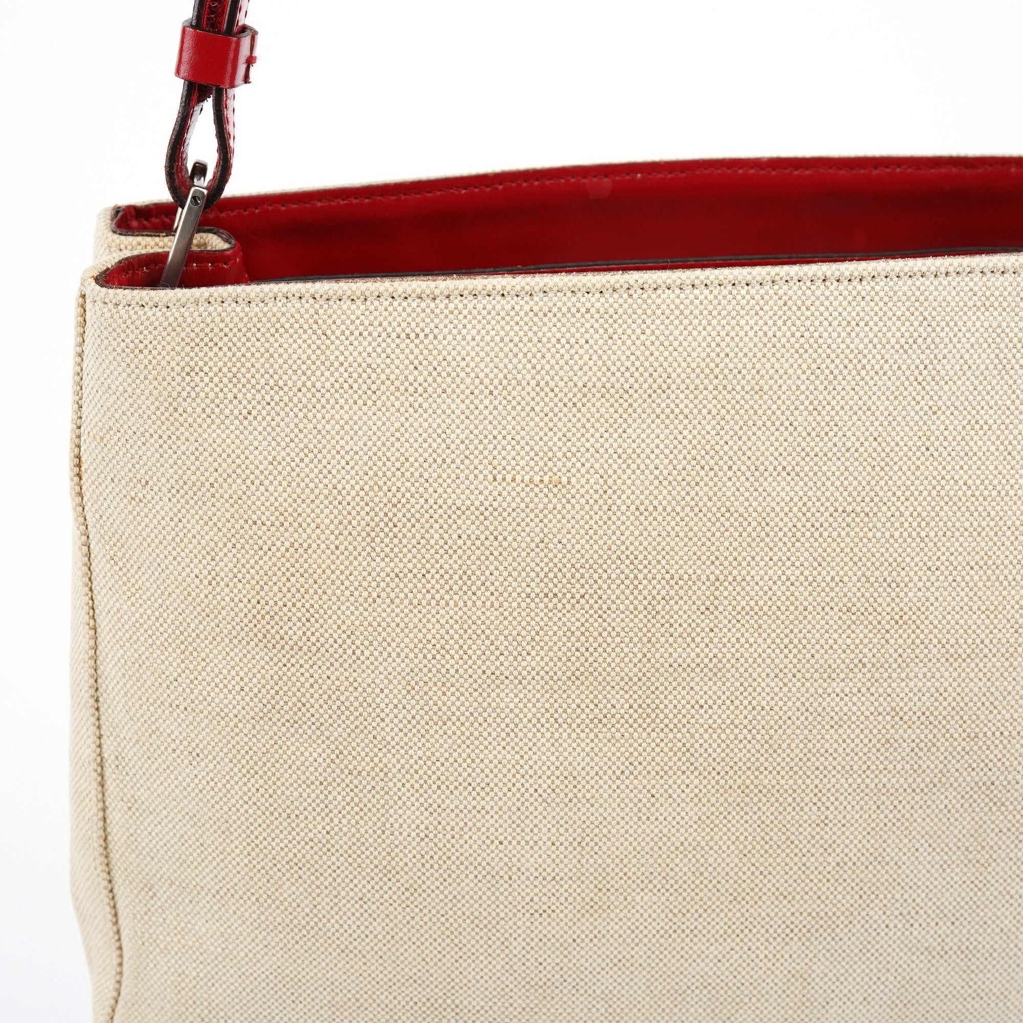 Prada B8889 Beige Red Canapa Tea Shoulder Bag