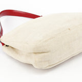Prada B8889 Beige Red Canapa Tea Shoulder Bag