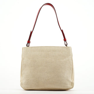 Prada B8889 Beige Red Canapa Tea Shoulder Bag
