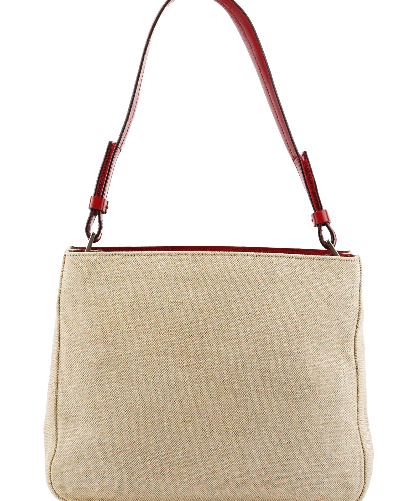 Prada B8889 Beige Red Canapa Tea Shoulder Bag
