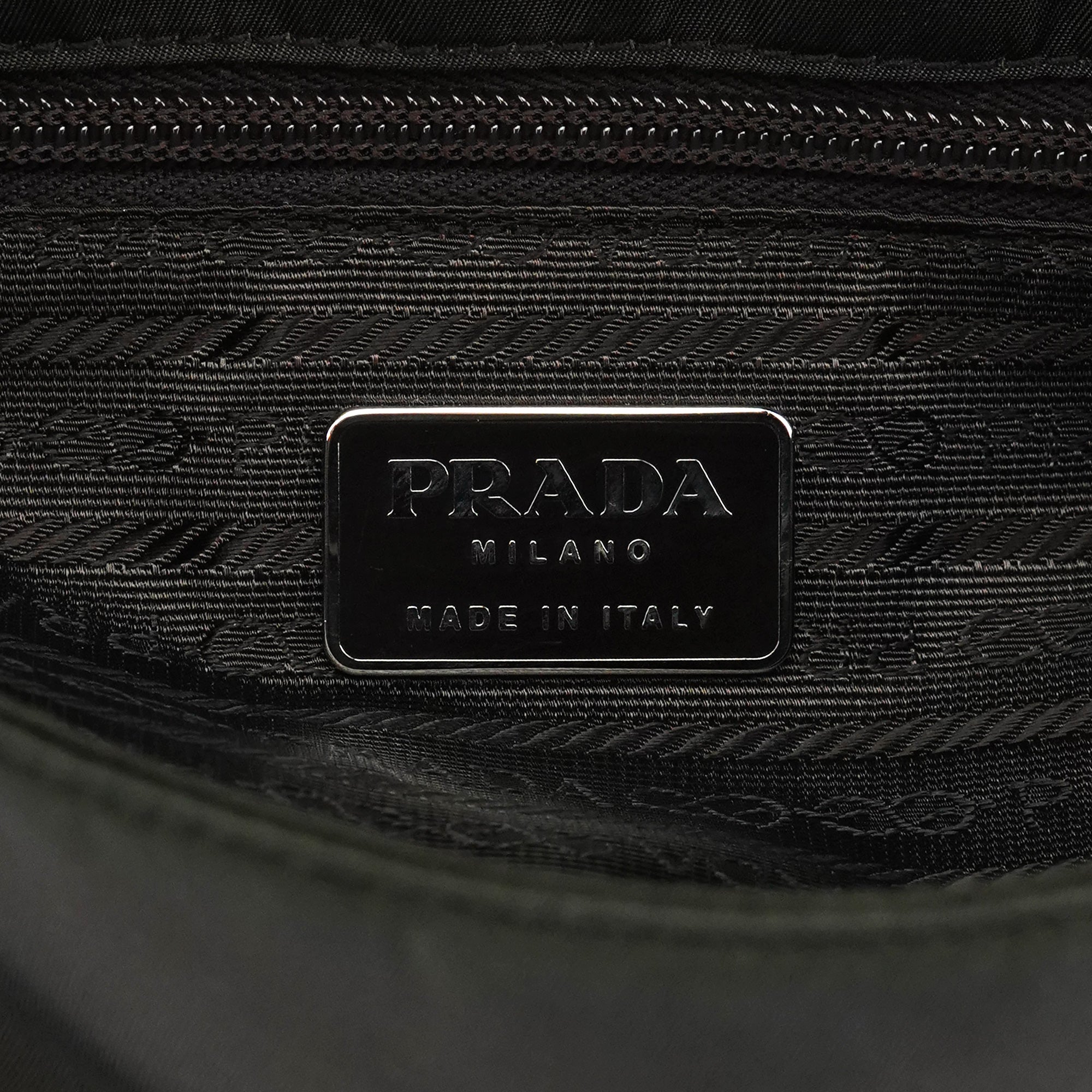 Prada B9231 Dark Green Tessuto Spazzolato Shoulder Bag