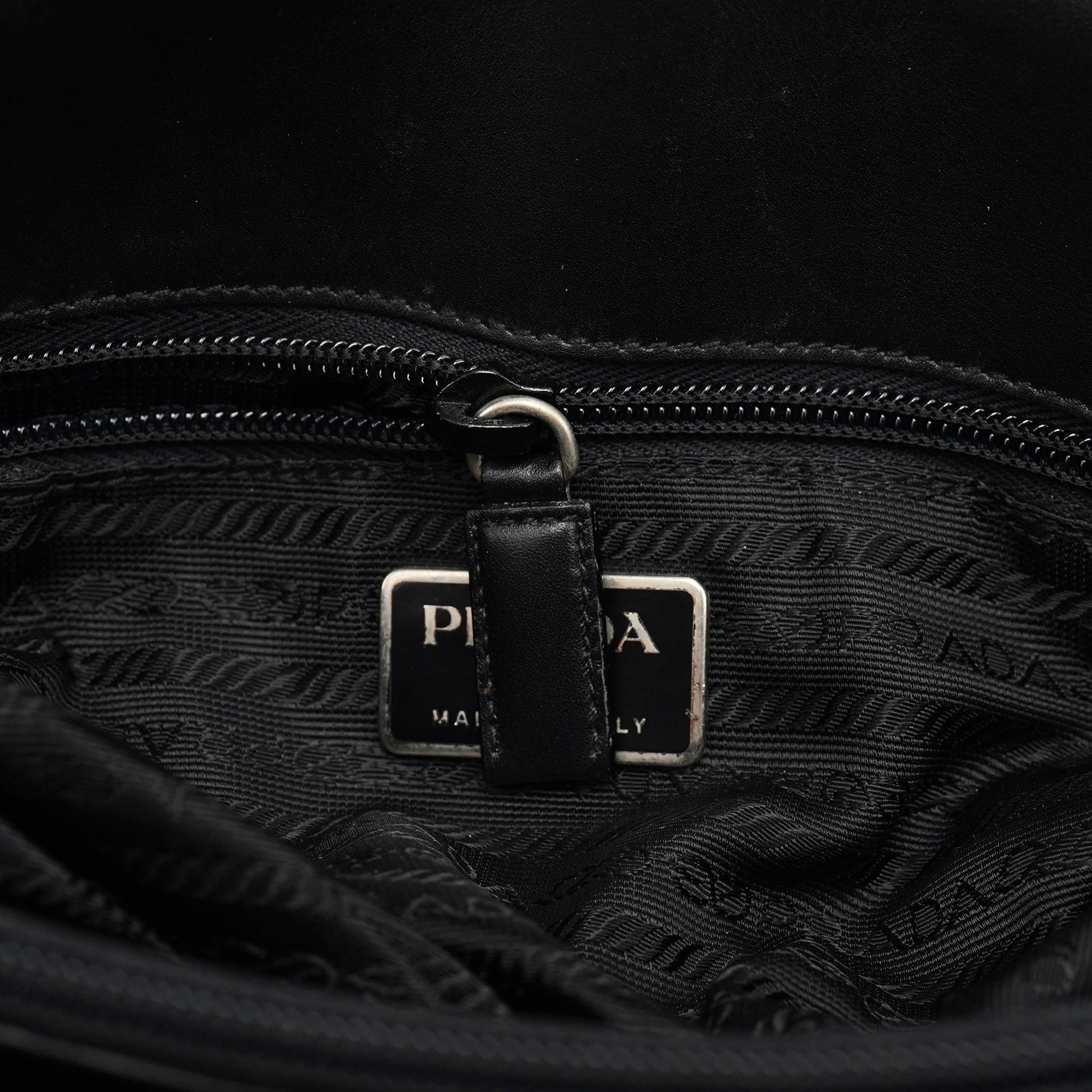 Prada B9282 Black Calfskin Nylon Top Handle Keylock Bag