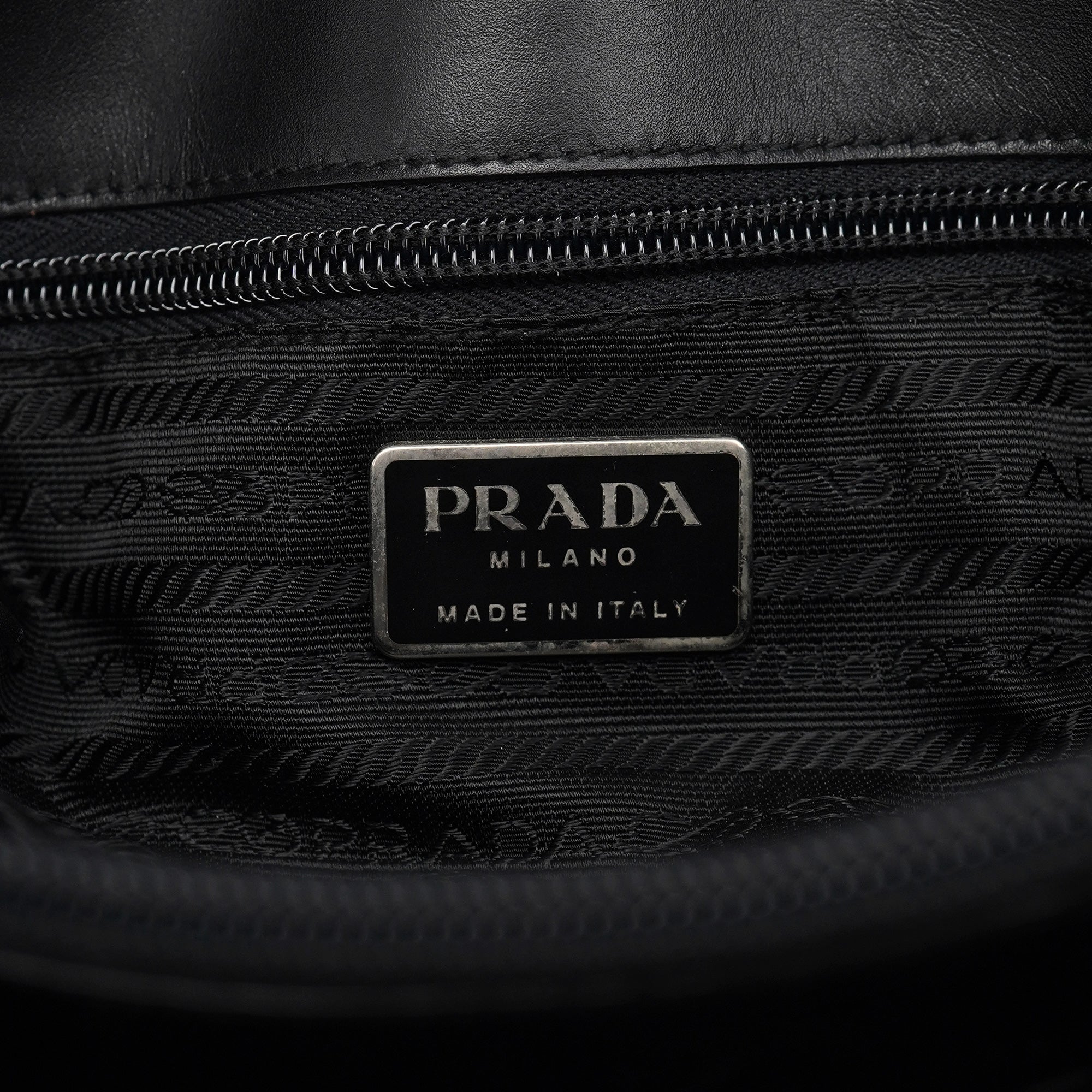 Prada B9282 Black Calfskin Nylon Top Handle Keylock Bag