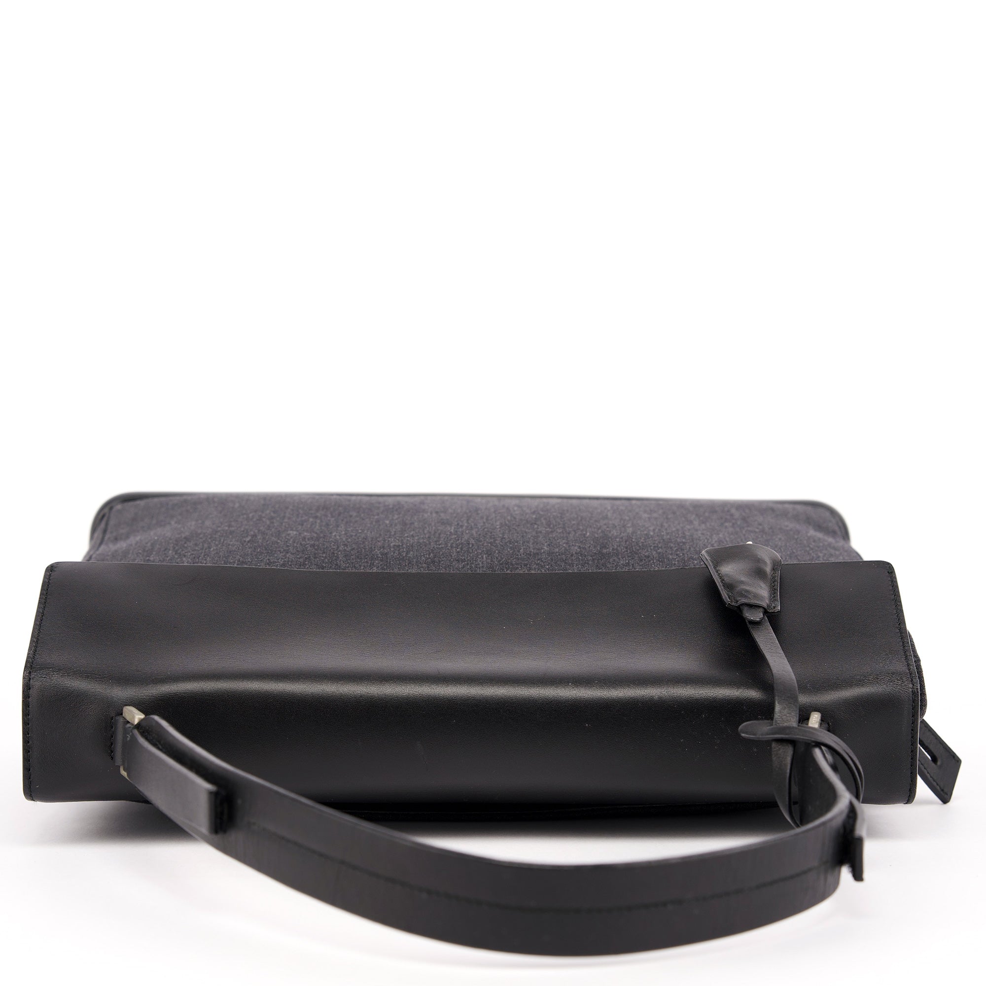 Prada B9282 Black Calfskin Nylon Top Handle Keylock Bag