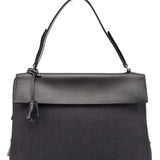 Prada B9282 Black Calfskin Nylon Top Handle Keylock Bag