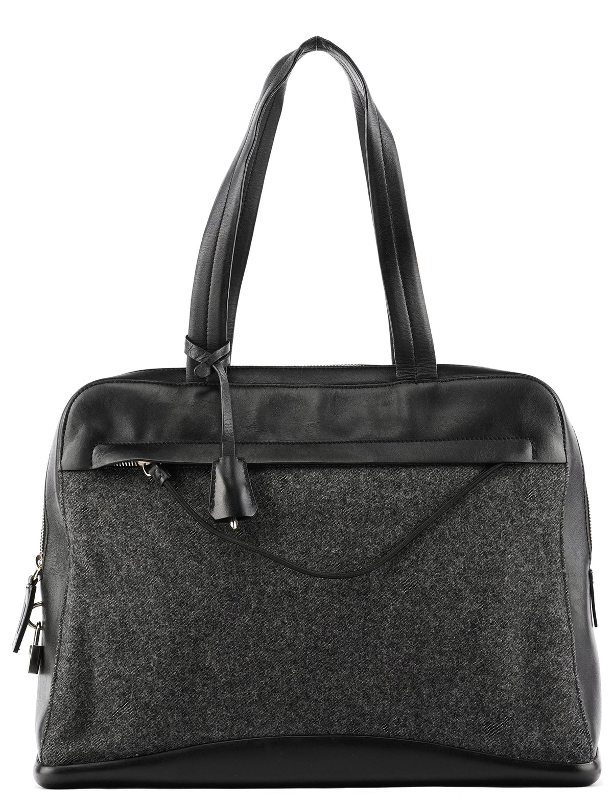 Prada B9423 Grey Black Wool Leather Sport Tote Bag – Rediscover 