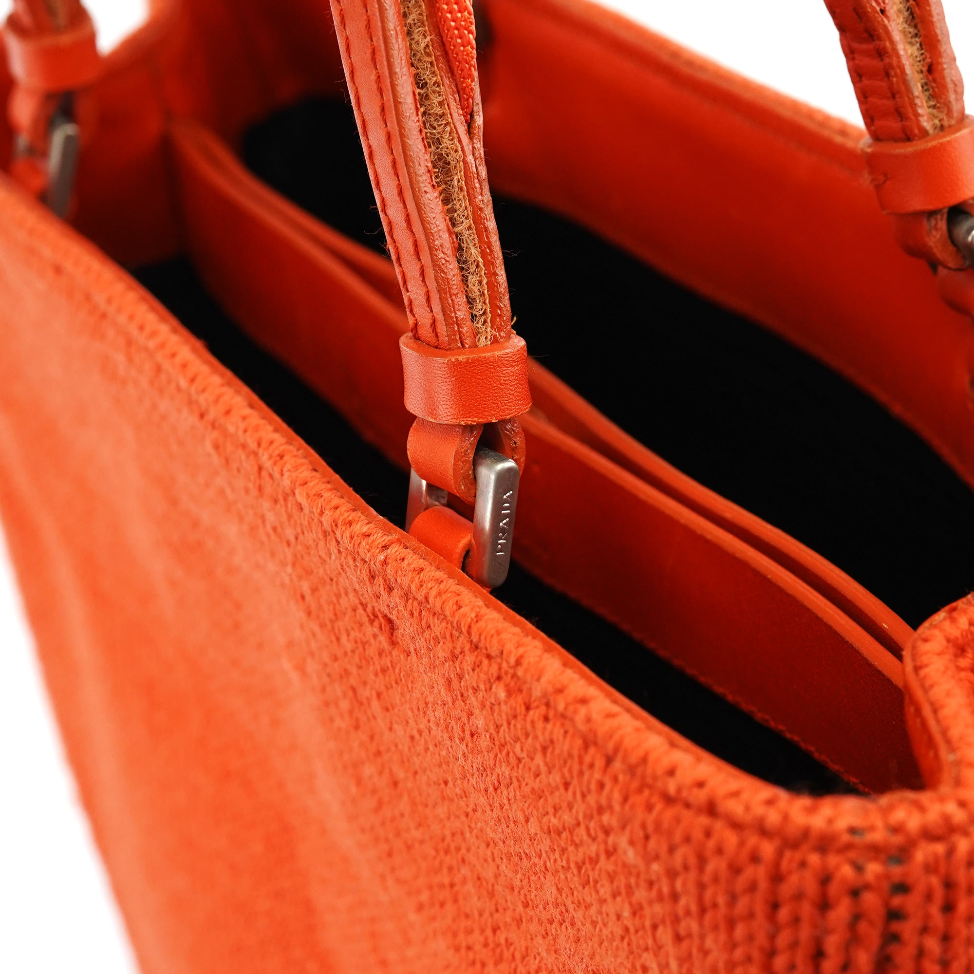 Prada B9444 Sac cabas en maille de laine orange