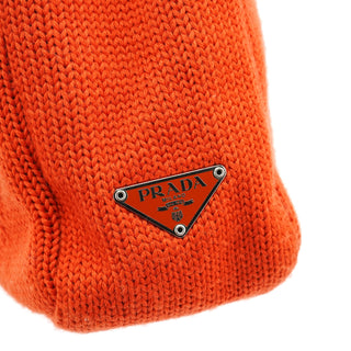 Prada B9444 Orange Wool Knit Tote Bag