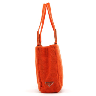 Prada B9444 Orange Wool Knit Tote Bag
