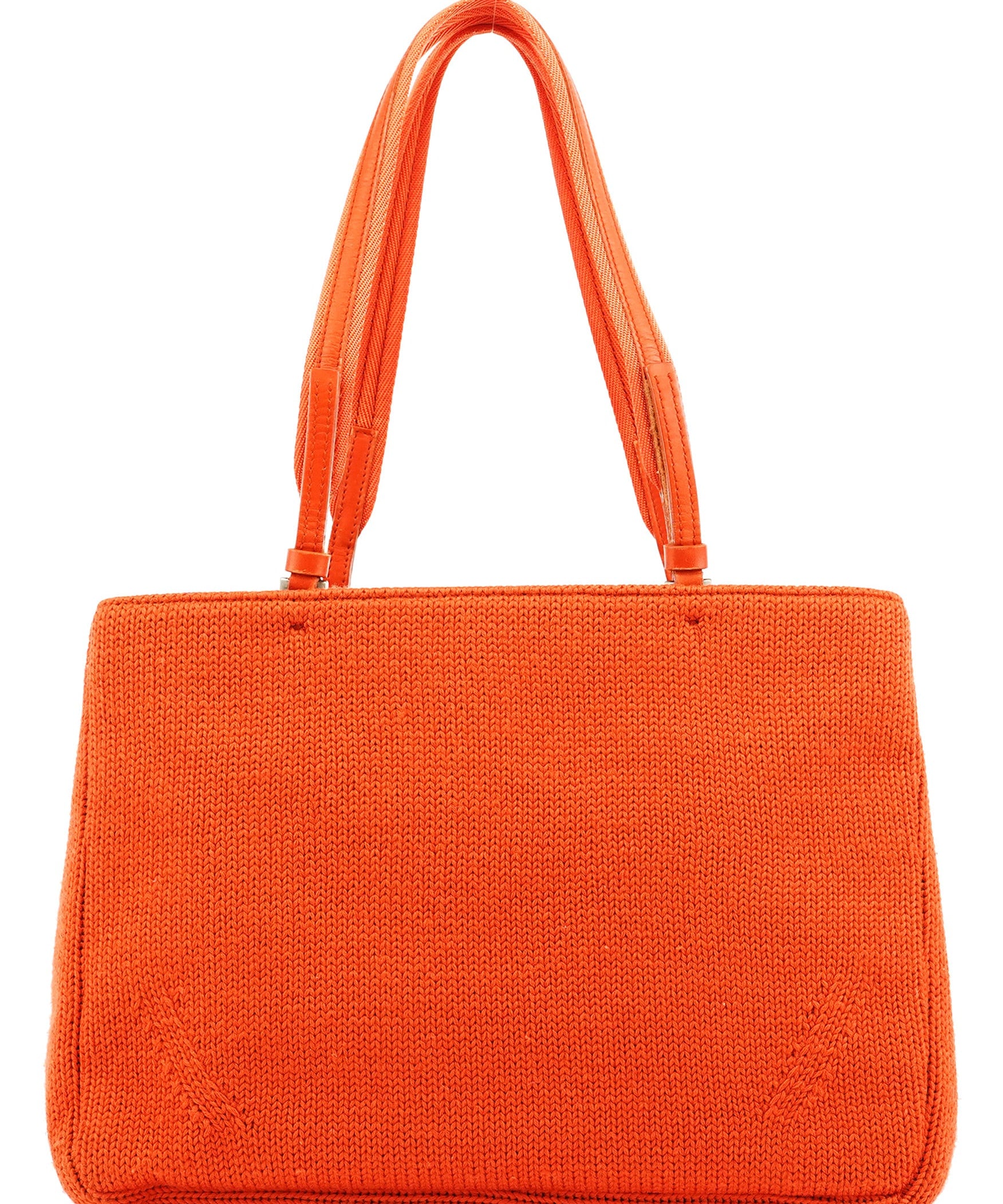 Prada B9444 Orange Wool Knit Tote Bag