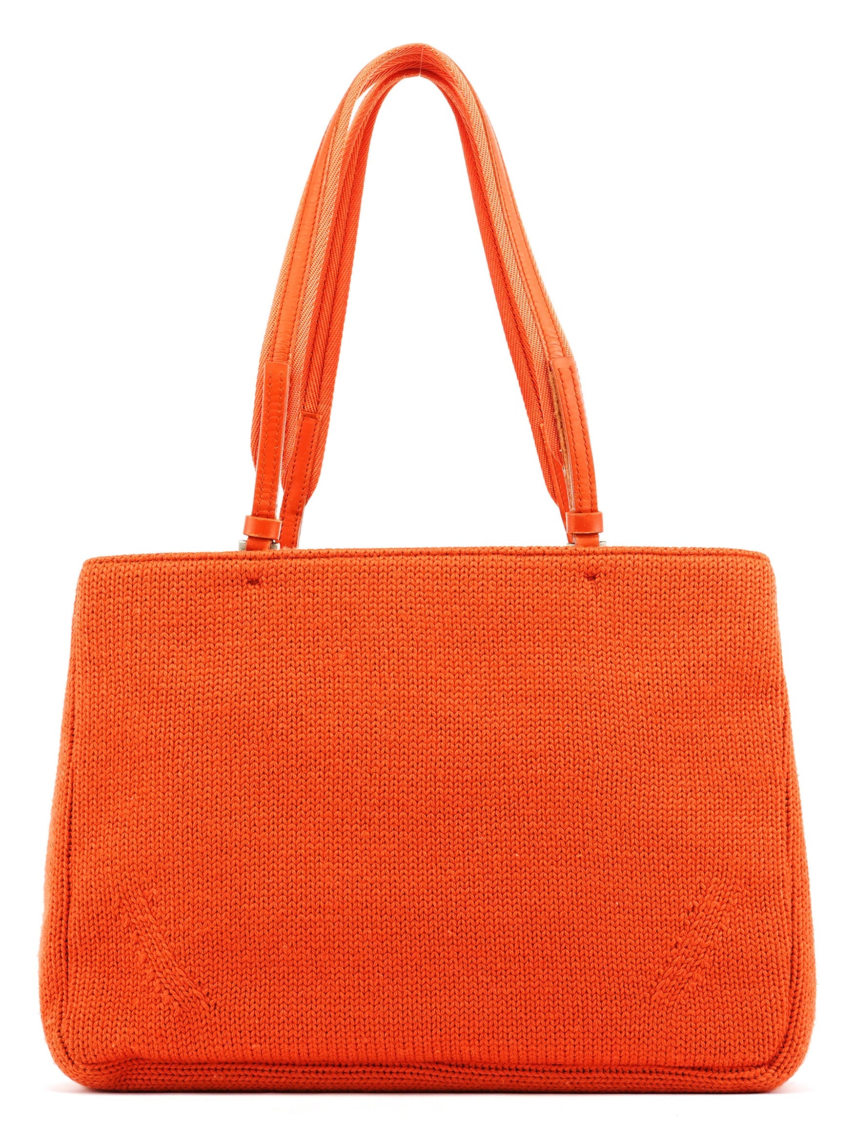 Prada B9444 Sac cabas en maille de laine orange