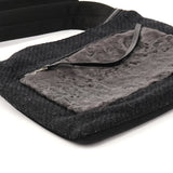 Prada B9479 Borsa a tracolla in lana Shetland antracite e astrakan