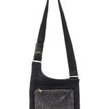 Prada B9479 Borsa a tracolla in lana Shetland antracite e astrakan