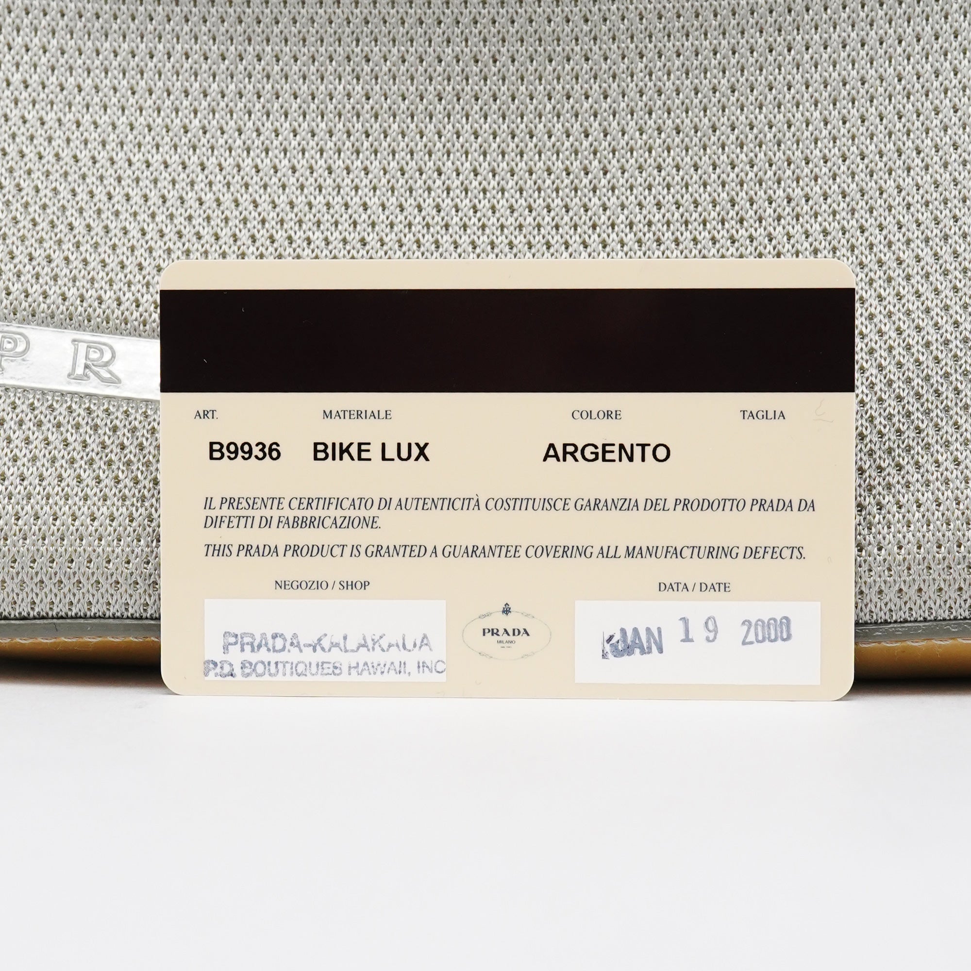 Prada B9936 Sac porté épaule Bike Lux en nylon argenté