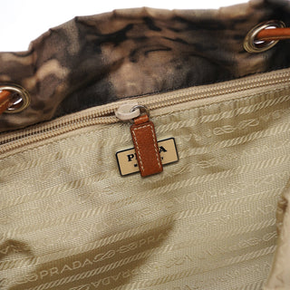 Prada Beige Abstract Print Tessuto Nylon Tote Bag