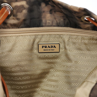 Prada Beige Abstract Print Tessuto Nylon Tote Bag