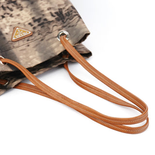 Prada Beige Abstract Print Tessuto Nylon Tote Bag