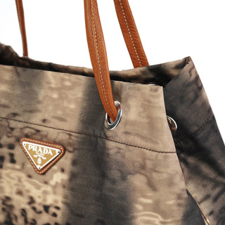 Prada Beige Abstract Print Tessuto Nylon Tote Bag