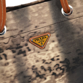 Prada Beige Abstract Print Tessuto Nylon Tote Bag