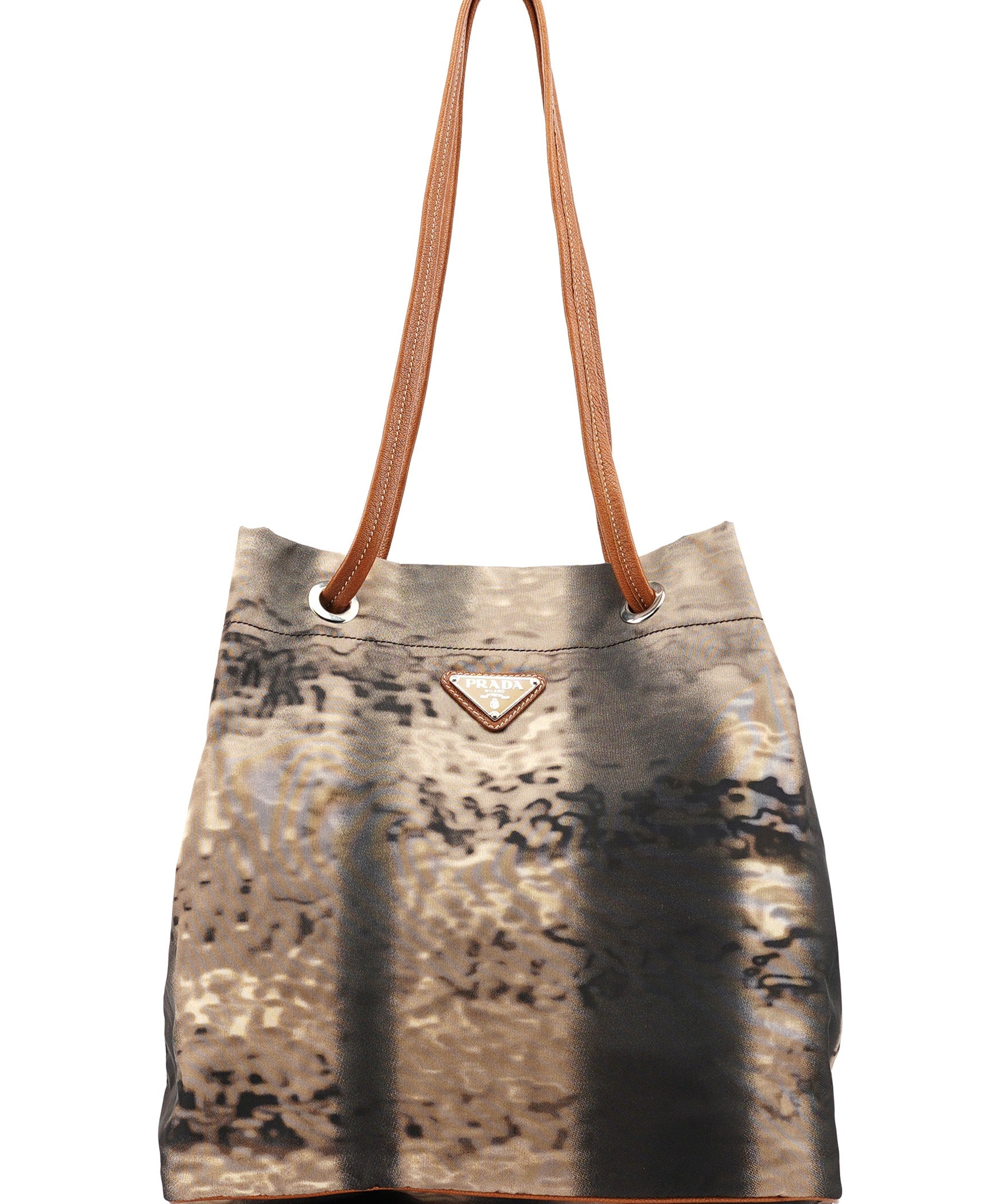 Prada Beige Abstract Print Tessuto Nylon Tote Bag