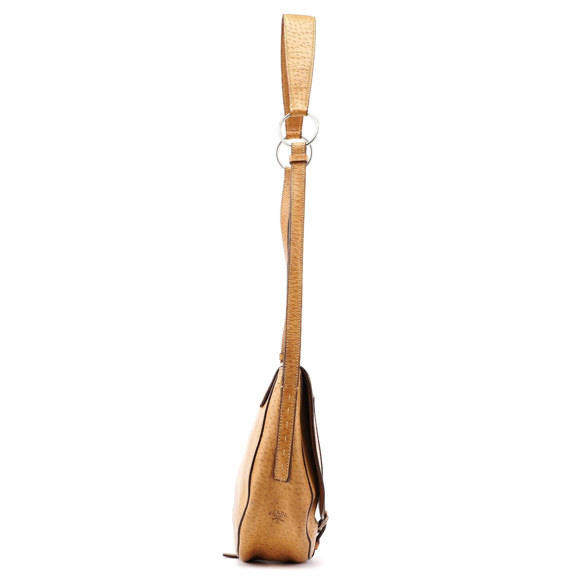 Prada Sac porté épaule à boucle en cuir beige