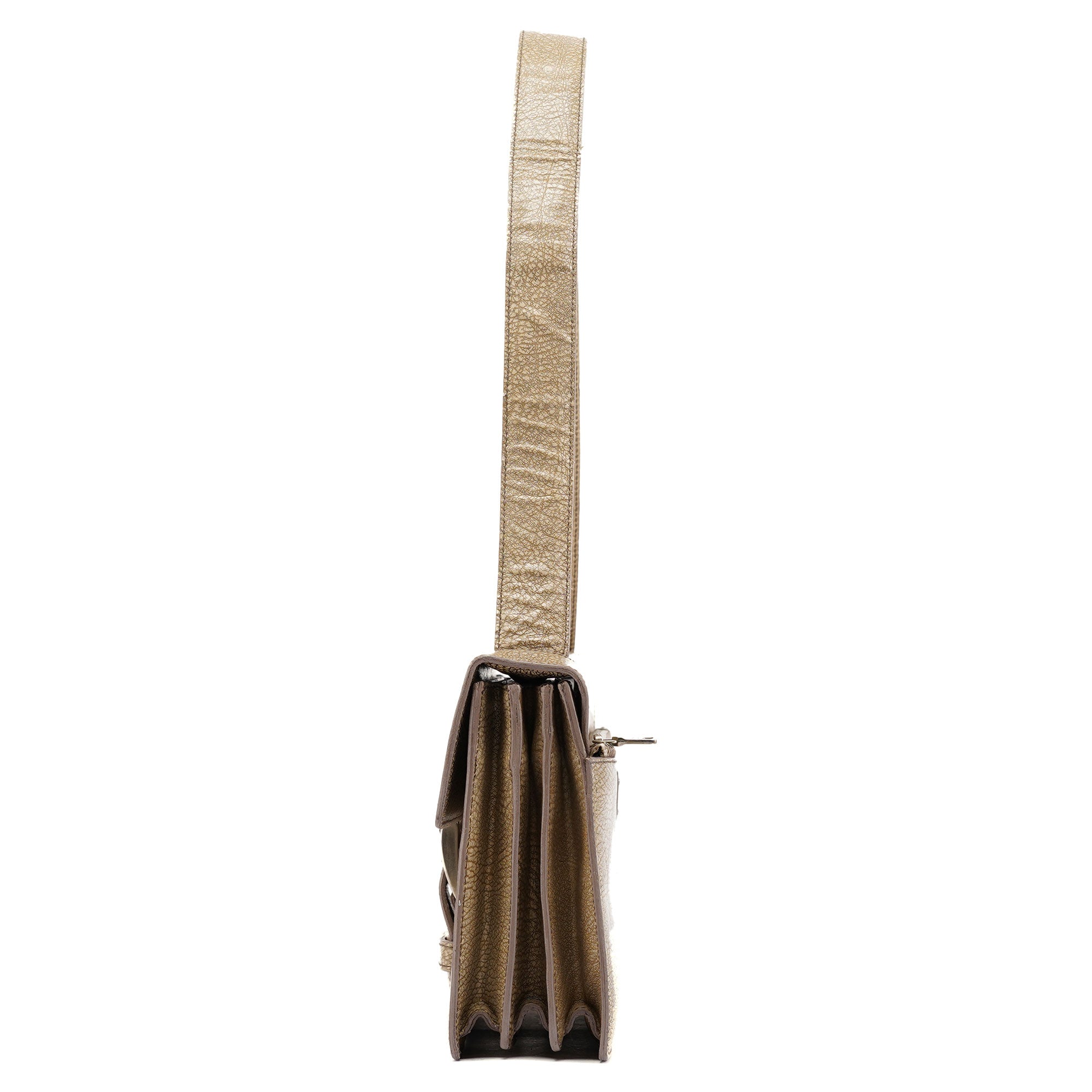 Prada Sac porté épaule à boucle en cuir de lama beige