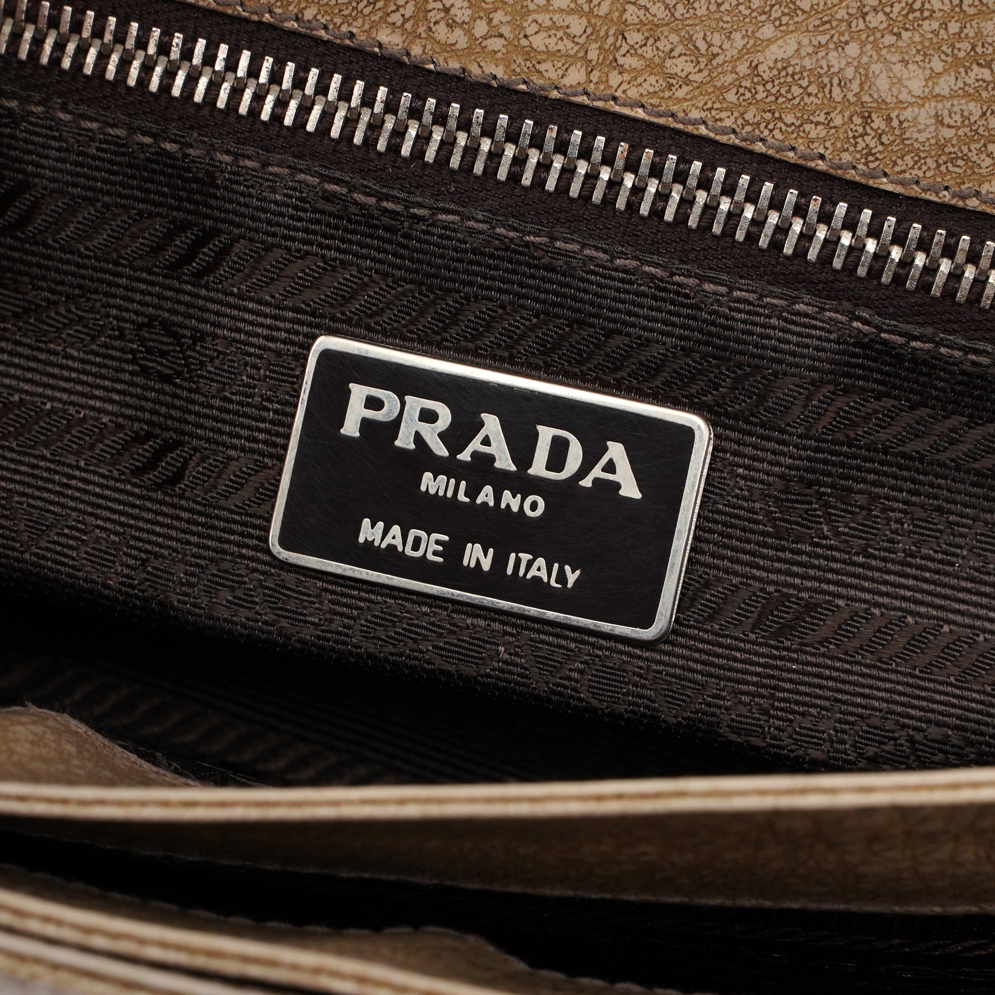 Prada Beige Lama Leather Belt Shoulder Bag