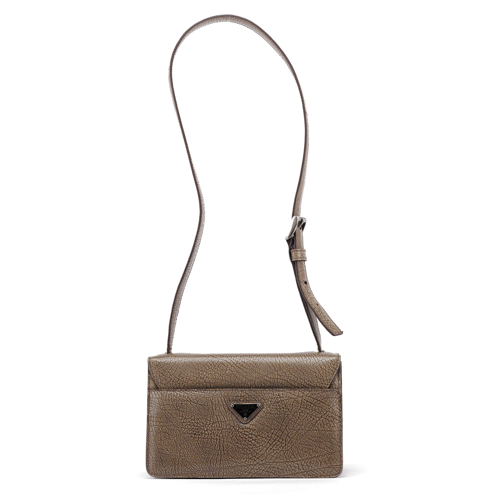Prada Borsa a spalla in pelle di lama beige