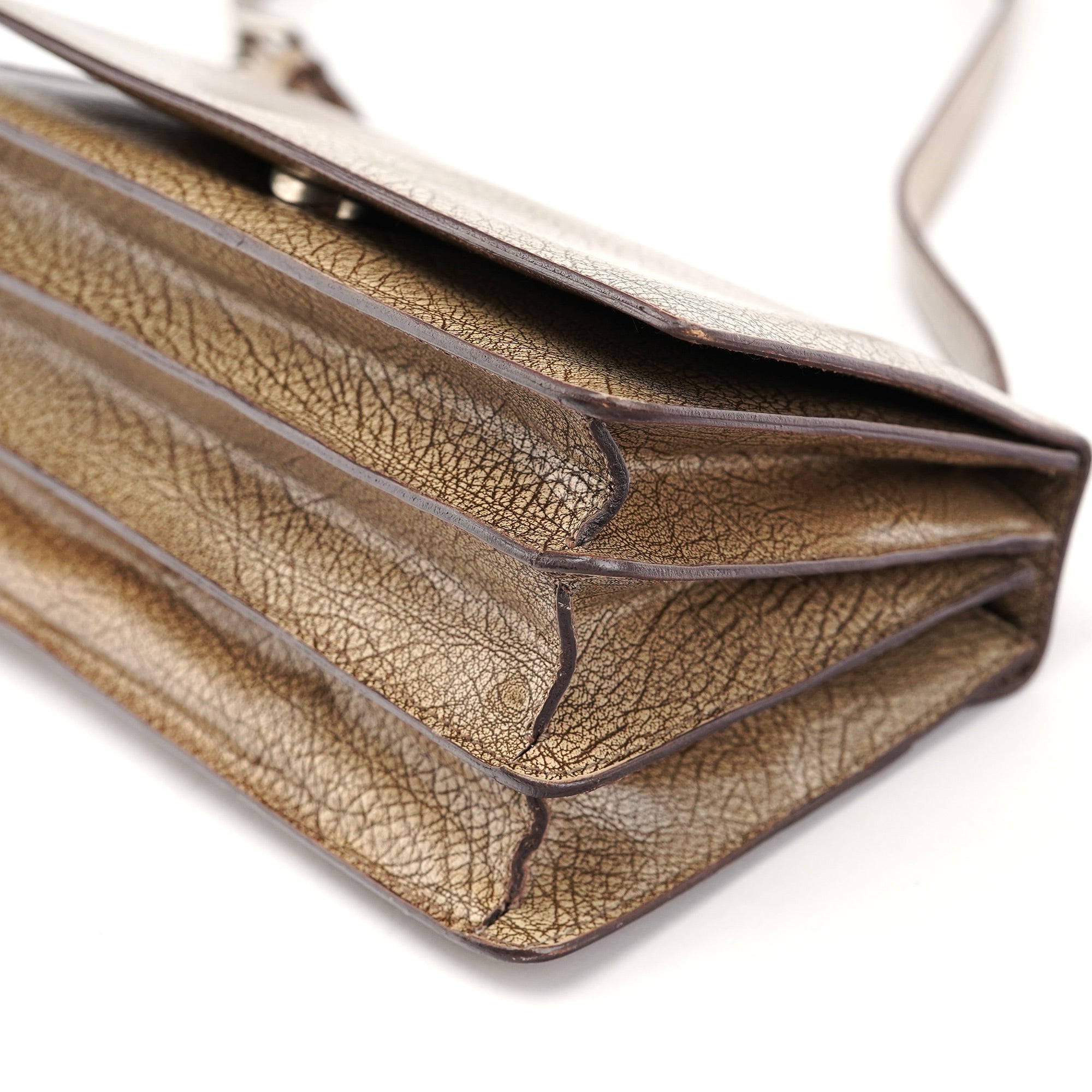 Prada Borsa a spalla in pelle di lama beige