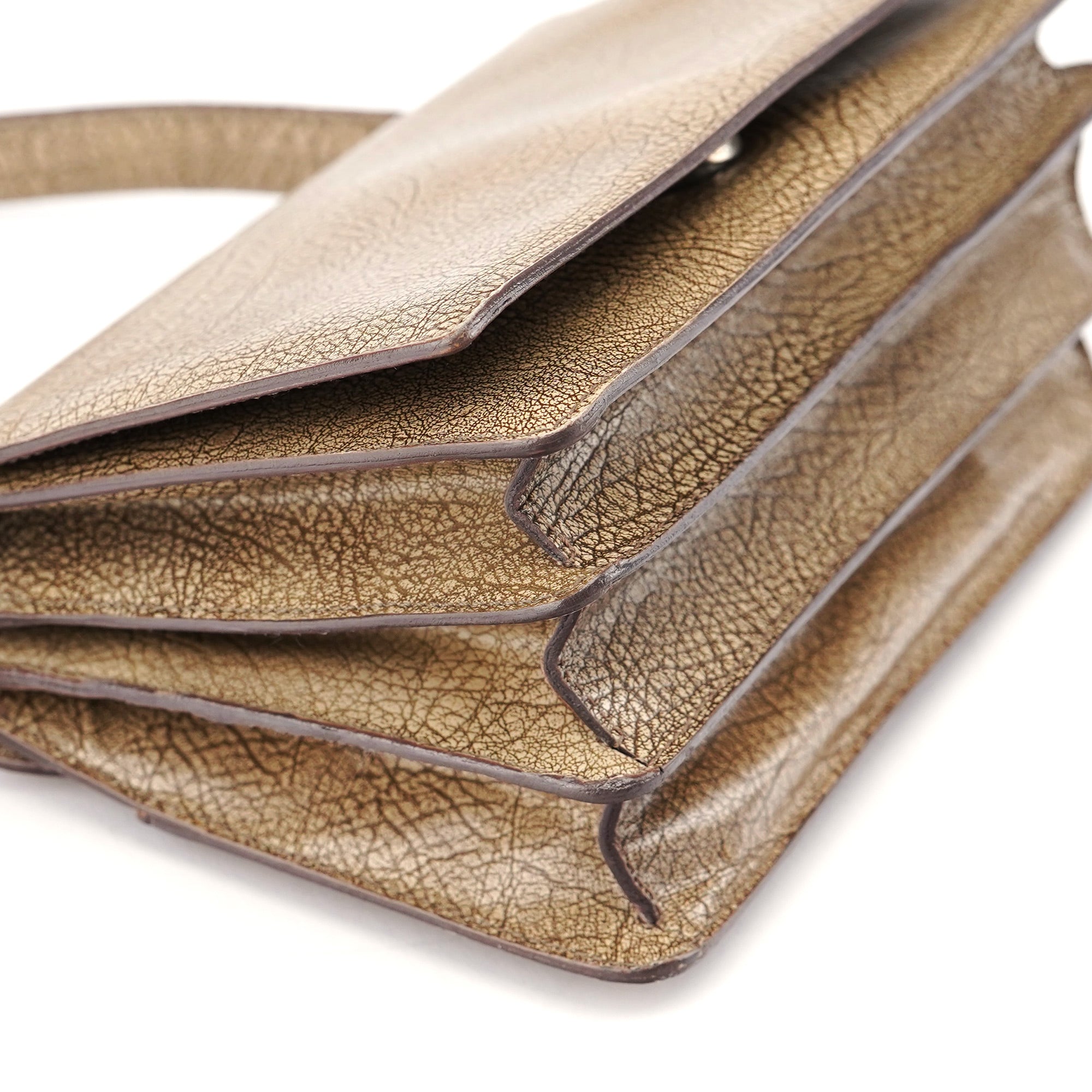 Prada Borsa a spalla in pelle di lama beige
