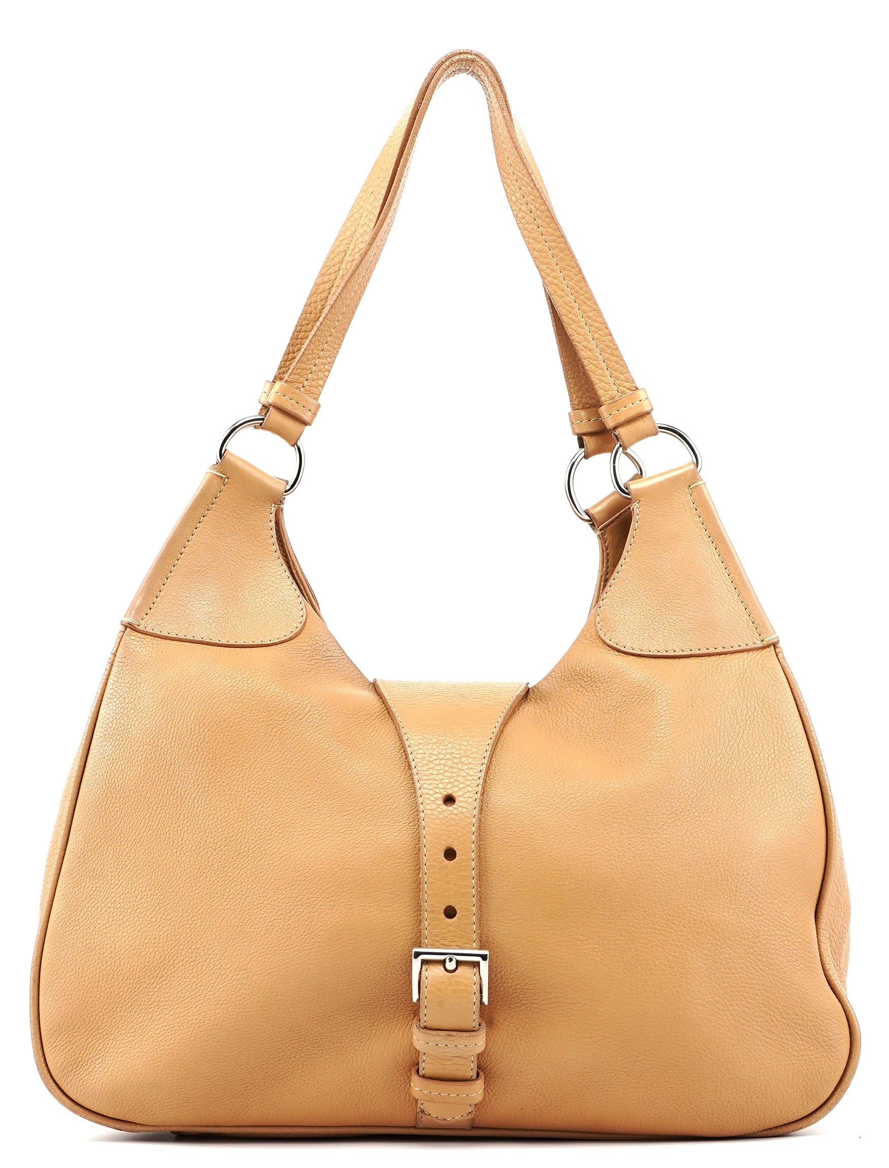 Prada Beige Leather Belt Hobo Shoulder Bag