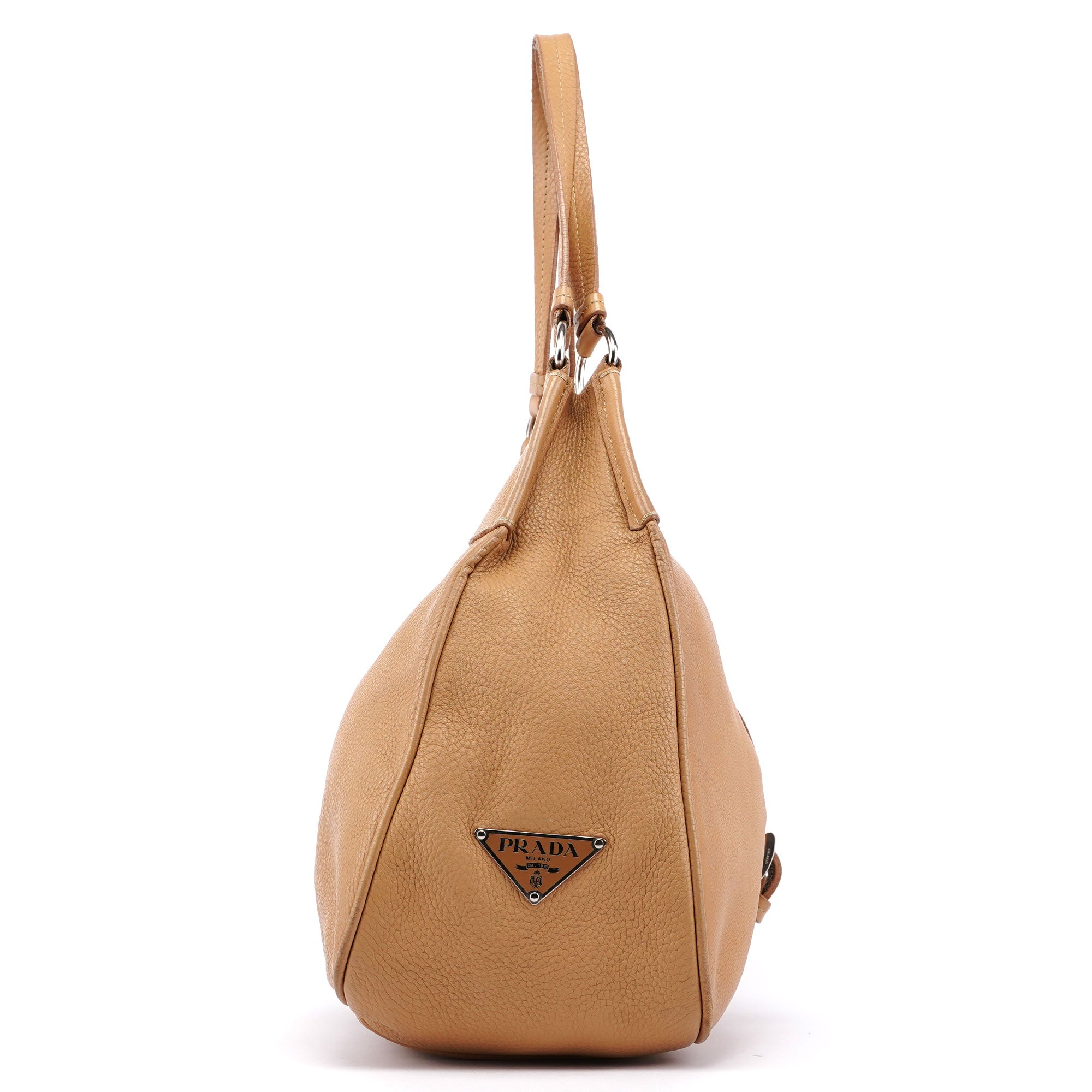 Prada Beige Leather Belt Hobo Shoulder Bag