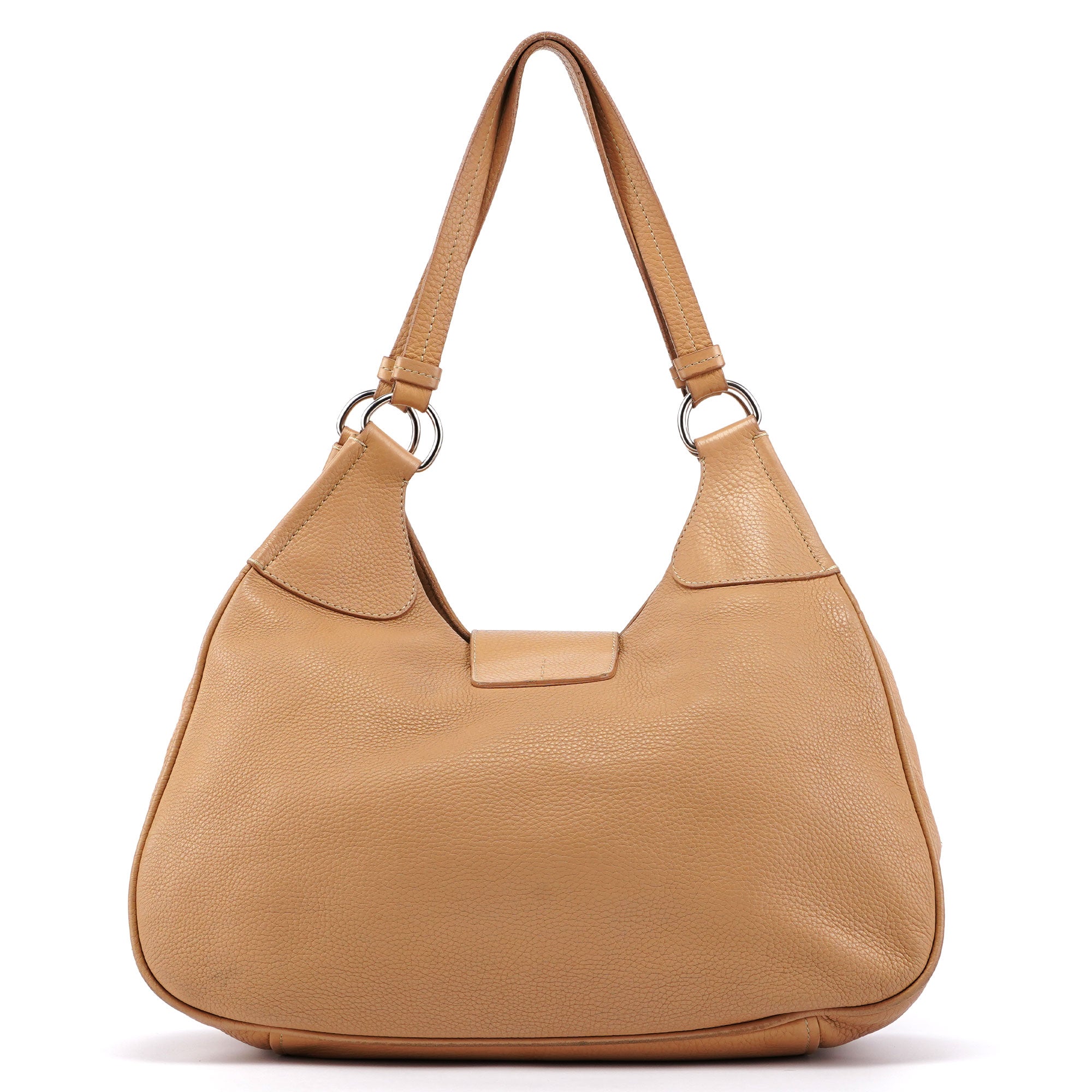 Prada Sac hobo à boucle en cuir beige