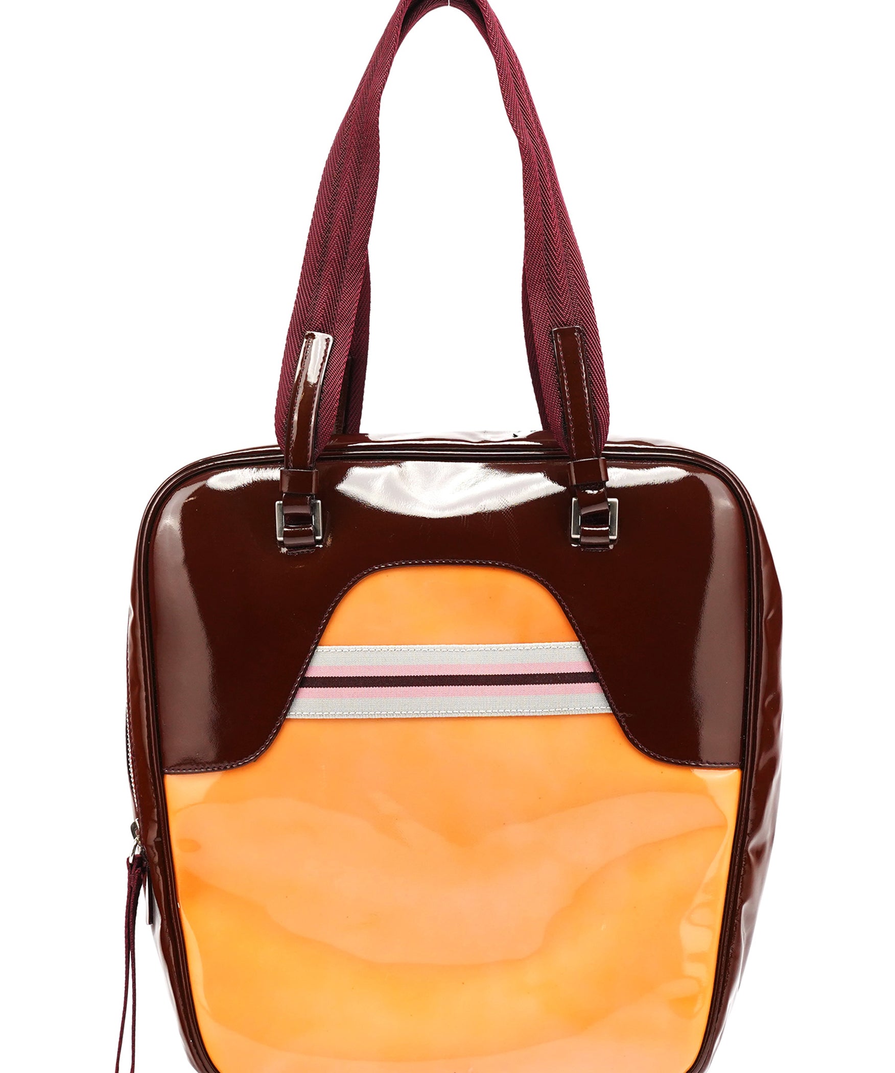 Prada Beige Orange Spazzolato Bowling Sport Bag
