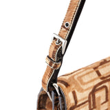 Prada Sac porté épaule en fourrure beige à motifs