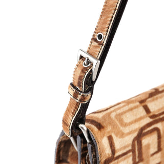 Prada Beige Patterned Fur Shoulder Bag