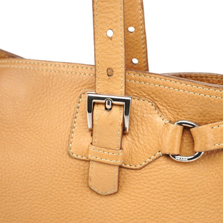 Prada Beige Pebbled Leather Tote Bag