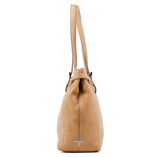 Prada Beige Pebbled Leather Tote Bag