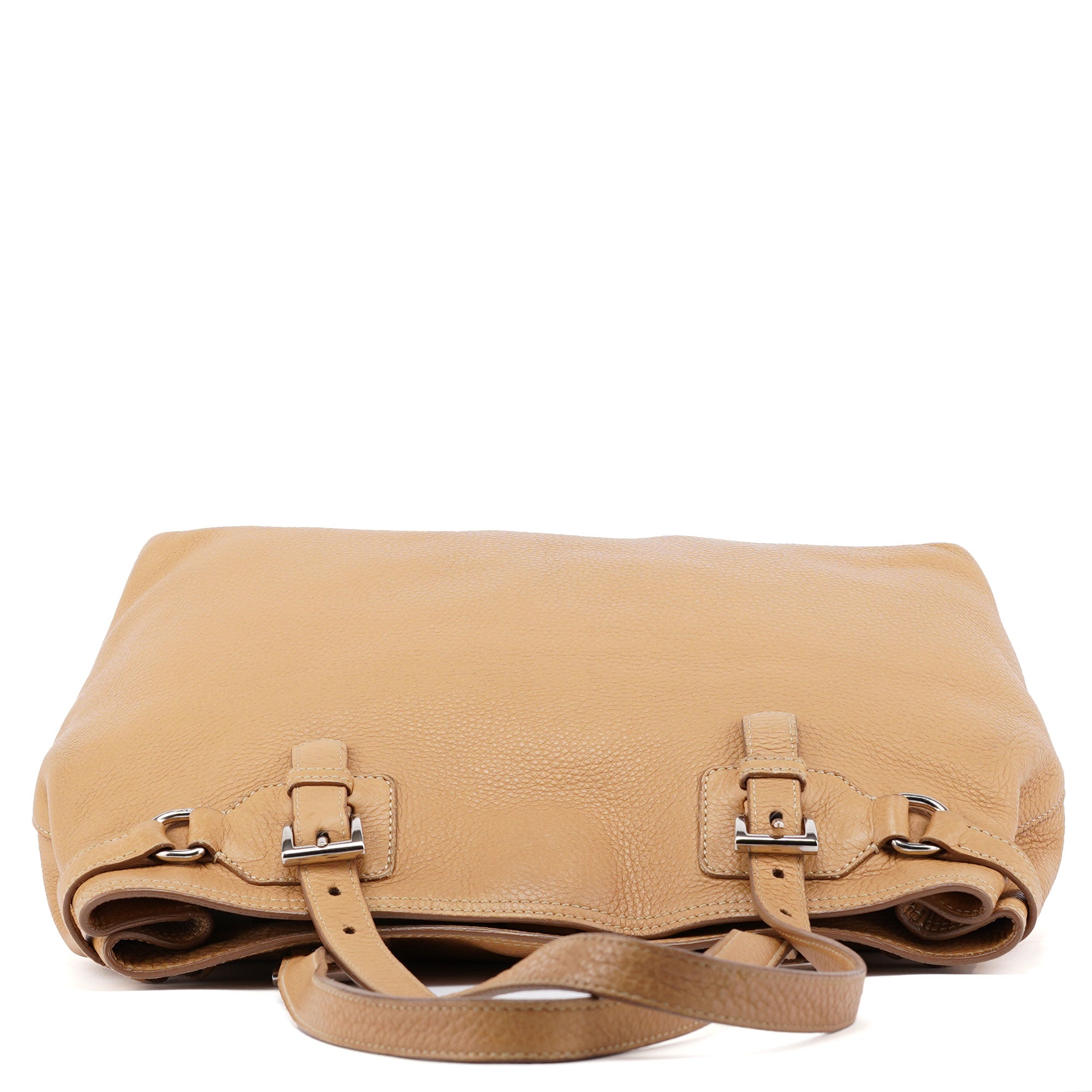 Prada Sac cabas en cuir grainé beige