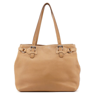 Prada Beige Pebbled Leather Tote Bag