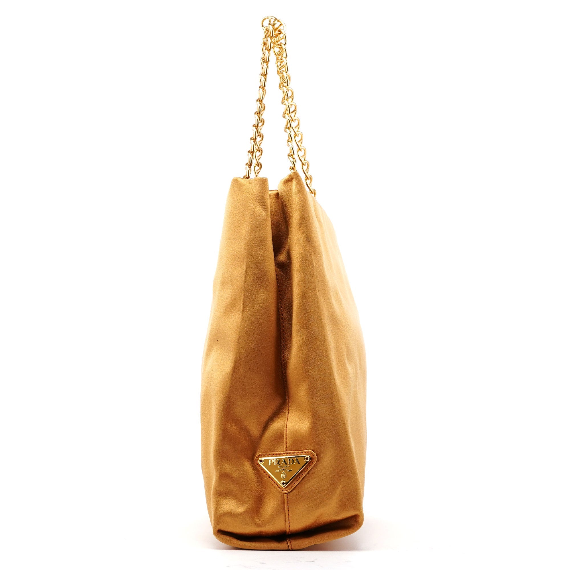 Prada Beige Raso Catena Satin Chain Tote