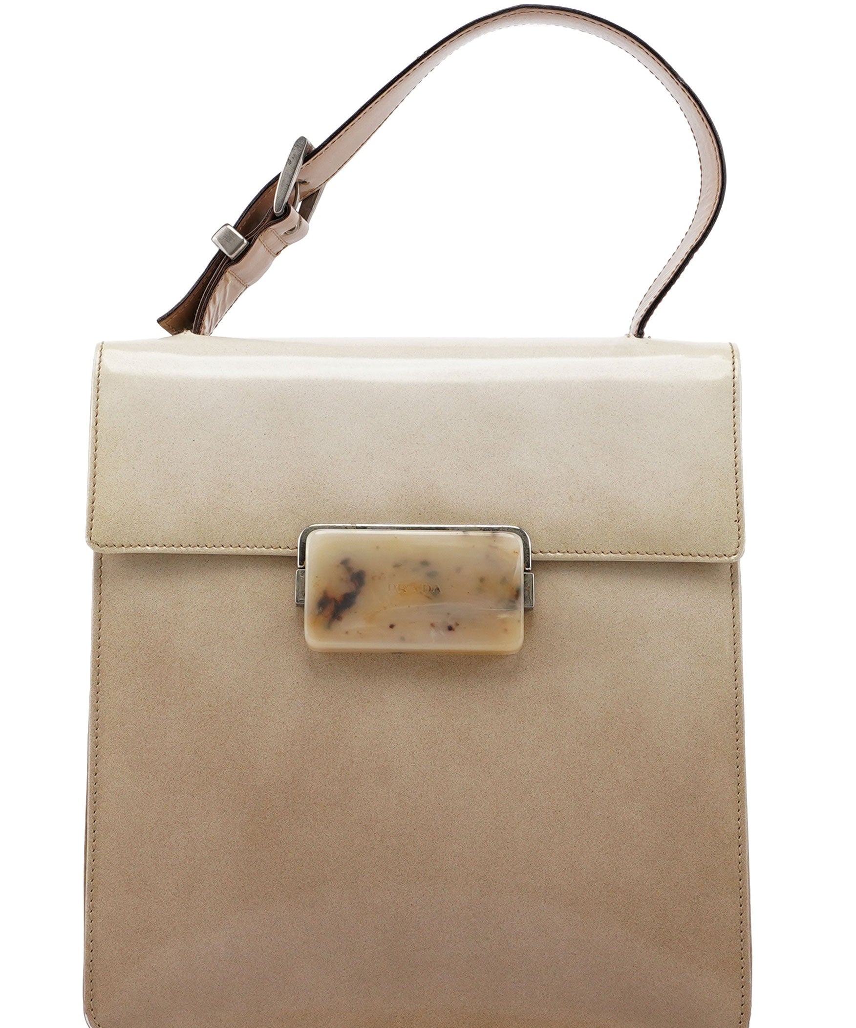 Prada Beige Spazzolato Buckle Handbag