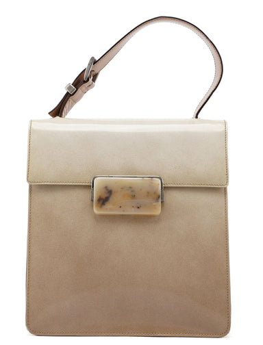 Prada Beige Spazzolato Buckle Handbag