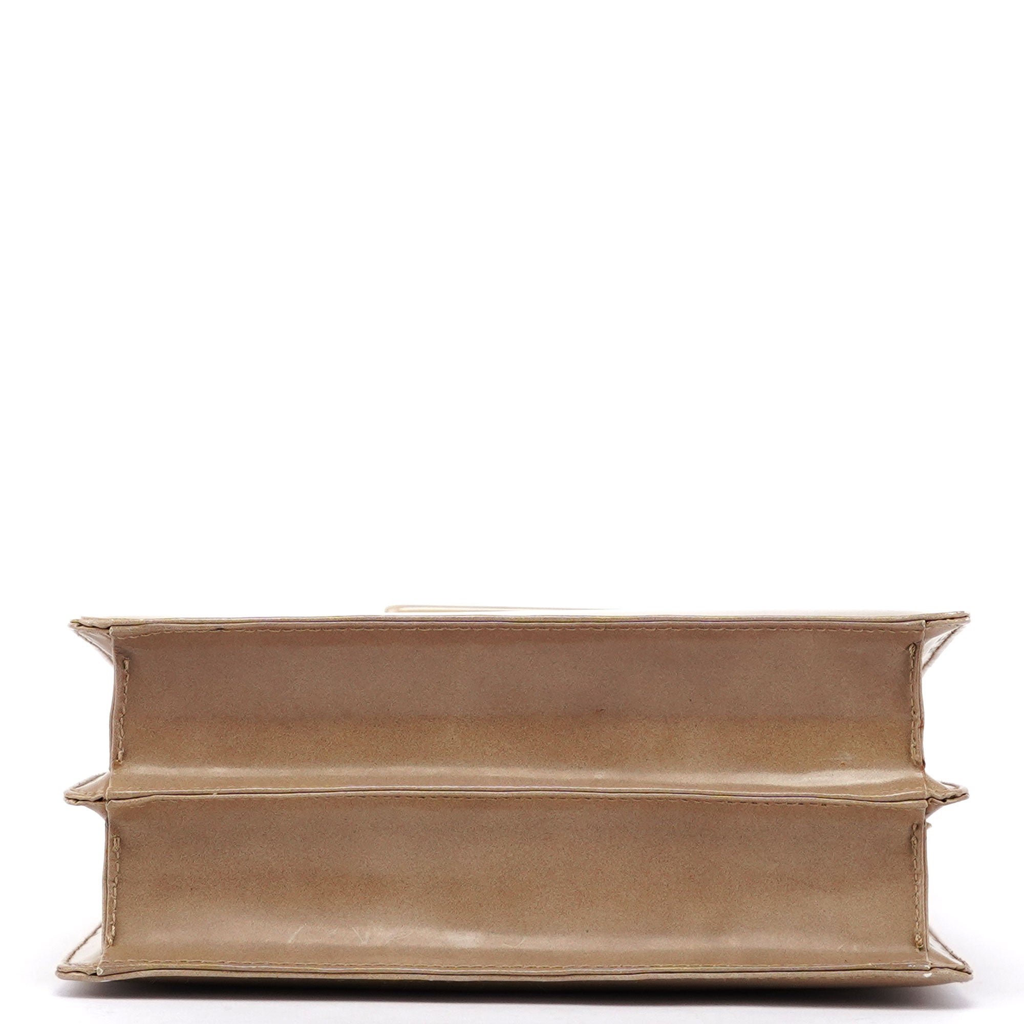 Prada Sac à main Spazzolato à boucle en cuir verni beige