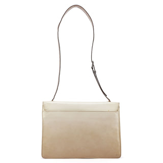 Prada Beige Spazzolato Buckle Shoulder Bag